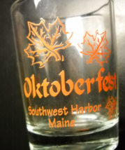 Oktoberfest Shot Glass Double Size Southwest Harbor Maine Orange Print Leaves - £6.38 GBP