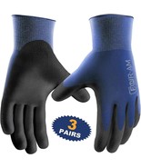 Safety Work Gloves Nylon Shell Black+Blue PU Durable Knit Wrist Gloves G... - £7.27 GBP