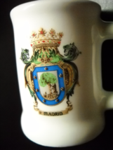 Madrid Spain Shot Glass Mug Style City of Madrid Coat of Arms on White Ceramic - £6.38 GBP