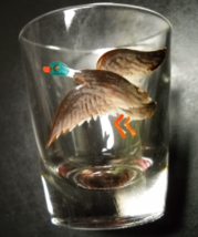 Federal Shot Glass Hand Painted Mallard Duck Green Brown Orange with a Rosy Glow - $7.99