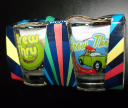 Brew Thru Shot Glass Set of Two Original Packaging Conveniently Happy Since 1977 - £10.38 GBP