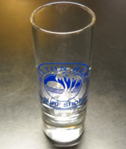 Hilton Head Surf Shop Shot Glass Tall Style Blue Print and Illustration on Clear - £6.28 GBP