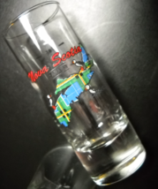 Nova Scotia Canada Shot Glass Tall Style Blue Tartan Island with Lots of... - $7.99