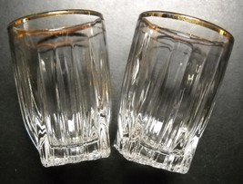 Federal Shot Glasses Set of Two Federal F in Shield Park Avenue Style Gold Rims - $11.99