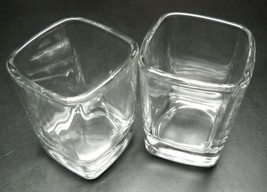 Square Double Shot Glasses Set of Two Heavy Clear Glass Marked USA Numbered - £9.42 GBP
