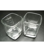 Square Double Shot Glasses Set of Two Heavy Clear Glass Marked USA Numbered - $11.99