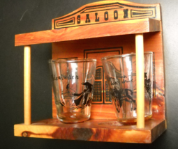 Hocking Hills State Park Shot Glass Set of Two in Wooden Saloon Holder C... - £13.27 GBP