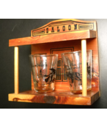 Hocking Hills State Park Shot Glass Set of Two in Wooden Saloon Holder Cowboys - $16.99