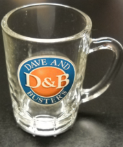 Dave and Buster&#39;s Shot Glass Mug Style D&amp;B Logo in Blue Orange on Clear Glass - £6.28 GBP