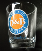 Dave and Buster&#39;s Shot Glass Columbus D&amp;B Logo in Blue and Orange on Clear Glass - £5.50 GBP