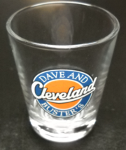 Dave and Buster&#39;s Shot Glass Cleveland D&amp;B Logo in Blue Orange on Clear Glass - £5.50 GBP