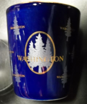 Washington State Shot Glass Colbalt Blue with Light Blue and Gold Accents - £5.57 GBP