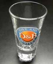 Dave And Buster&#39;s Shot Glass Flared Style Clear Glass with D&amp;B Logo Orange Blue - £5.50 GBP