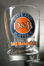 Dave And Buster&#39;s Shot Glass Big Time Fun Clear Glass with D&amp;B Logo Orange Blue - £5.50 GBP