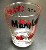 Maryland Is For Crabs Shot Glass Crabs in Red and Black Wrap Clear Glass - £5.47 GBP