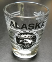Alaska Shot Glass Seal of the State of Alaska on Clear Glass Willow Ptarmigan - £5.47 GBP