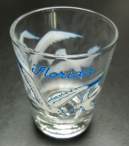 Florida Shot Glass Sea Gulls in Blue and White Repeat on Clear Glass Taiwan - £5.49 GBP