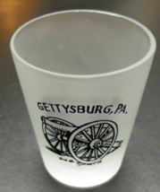 Gettysburg Shot Glass Black Cannon Illustration on Frosted Glass Pennsyl... - £5.50 GBP