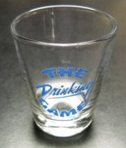 The Drinking Game Shot Glass Blue Print and Illustration on Clear Glass - $6.99
