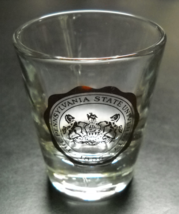 Pennsylvania State University Shot Glass Gold Coat of Arms on Clear Glass 1855 - £5.49 GBP
