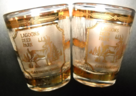 Lagoons Deer Park Shot Glass Set Culver Castalia Ohio Gold Deer on Frosted Glass - £10.41 GBP