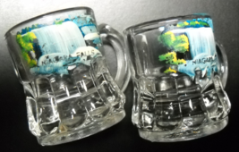 Niagara Falls Shot Glass Set of Two Handpainted Miniature Mugs Federal Marking - $13.99
