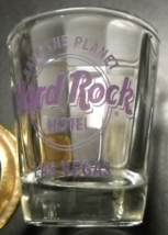 Hard Rock Hotel Las Vegas Shot Glass Purple Lavender Print Logo on Clear Glass - £5.52 GBP