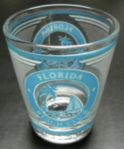 Florida Beach Club Shot Glass Blue Frosted Print and Illustration on Clear Glass - £5.58 GBP