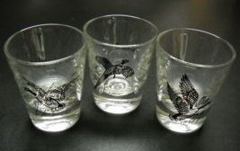 Game Bird Shot Glass Lot of Three Canvasback Ring Necked Pheasant Canada... - £10.21 GBP