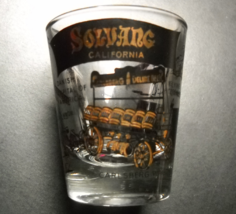 Solvang California Shot Glass Danish Capital Of America Gold Black on Clear - $6.99