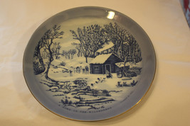 Currier &amp; Ives Collectibe Blue &amp; White Plate - &quot;Home in the Wilderness&quot; - $9.99