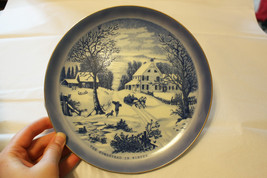 Currier &amp; Ives Blue and White Collector Plate - The Homestead in Winte - $9.99