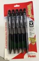 NEW Pentel WOW! Retractable Ballpoint 1.0mm Pens 5-Pack BLACK Ink BL440A6TF1 - £5.25 GBP