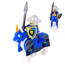 Castle Mounted Blue Lion Spearman Minifigure with Shield - $6.89+