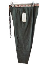 White Stag Belted Drawstring Wide-Leg Capri Cargo Pants Size 14 Olive Gr... - $18.57