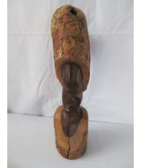 Carved Vtg African Woman ART WOOD SCULPTURE  Hardwood Ebony? 14.5&quot; tall - £93.93 GBP