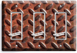 Rusted Industrial Diamond Metal Rustic Triple Gfci Light Switch Plate Room Decor - £13.44 GBP