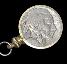 Antique Pendant Authentic Buffalo Indian Head Nickel Coin Gold Tone Bezel - $19.99