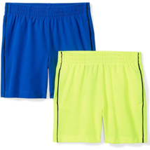 Spotted Zebra Boys Small S Athletic Shorts Active Stretch Neon Yellow Blue Kids - £13.75 GBP