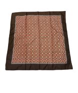 Vintage Italian Geometric Polyester Scarf Brown Rust Cream Square Neck S... - $15.30