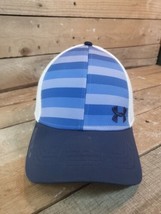 Under Armour Golf Hat Cap Stretch Fit Size L/XL Blue Striped Embroidered UA Men - £13.44 GBP