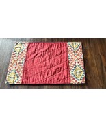 6 Vtg Handmade Quilted burgundy navy blue Reversible placemats geometric... - $25.69 CAD