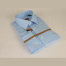 Mens 100% Egyptian Cotton Shirt French Cuffs Wrinkle resistance Enzo 61102 Blue image 4