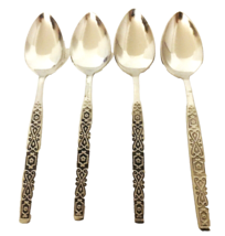 Oneida Deluxe SPANISH MOOD Stainless Set of 4 Teaspoons Satin w/ Black Accents - £8.62 GBP
