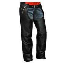 Unisex Black Four Pocket Biker Pants Leather Motorcycle Chaps by Vance Leather - £66.10 GBP+