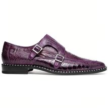 Genuine Ostrich Leg Double Monk Strap Shoes Napoli Purple image 2