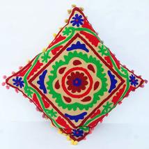 Traditional Jaipur Boho Throw Suzani Pillow, Embroidered Pillow Cover 16... - $12.99+