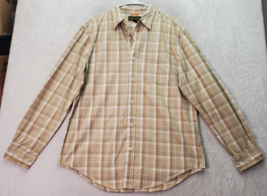 Timberland Shirt Men XL Tan Plaid Cotton Long Sleeve Pocket Collared Button Down - £14.70 GBP