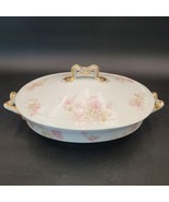 Antique c.1920&#39;s Haviland Limoges Covered Dish Roses Gold Trim Shleiger ... - $67.68 CAD