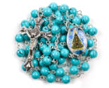 Teal Bead Rosary &quot;Our Lady of Aparecida&quot; Brazil Nossa Senhora Aparecida ... - $14.99